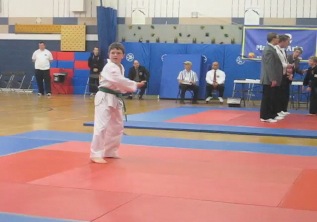 Alex's first karate tournament: forms competition
